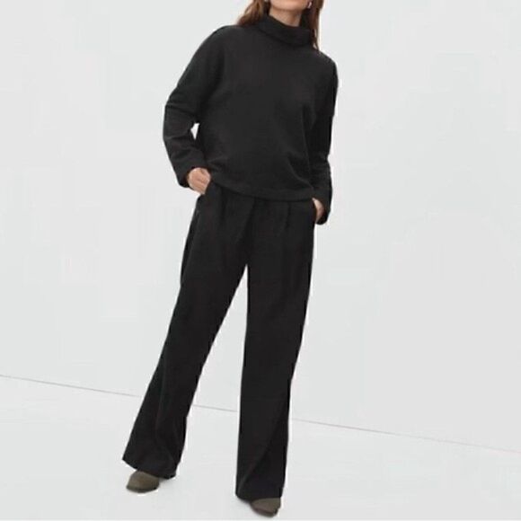 NWT Everlane Turtleneck Sweatshirt Black Pullover XS - Picture 3 of 5